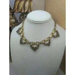 Stella And Dot Gold Embellished Link Chain Choker Necklace Gold Tone